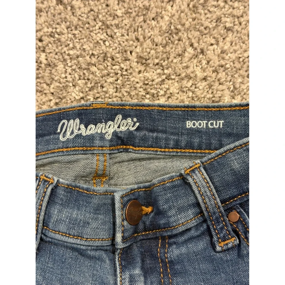 Wrangler Jeans Girls 12 Regular Blue Boot Cut Stretch Denim Embroidered Pockets